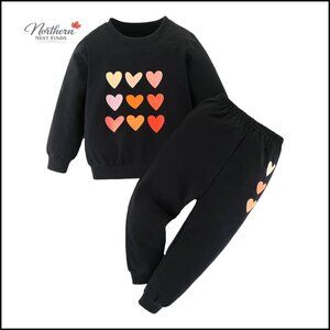 Toddler Girl Heart Print Long Sleeve Top and Leggings Set 2T-6T